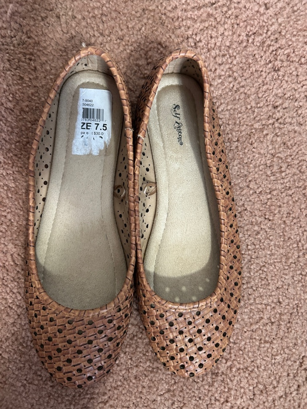 Self Esteem Woven Ballet Flats in Light Brown